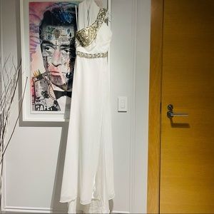 NEW White Dress with Gold details Open Back